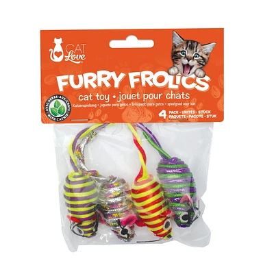 Cat Love Furry Frolics Cat Toy Glitter Stripe Catnip Mice