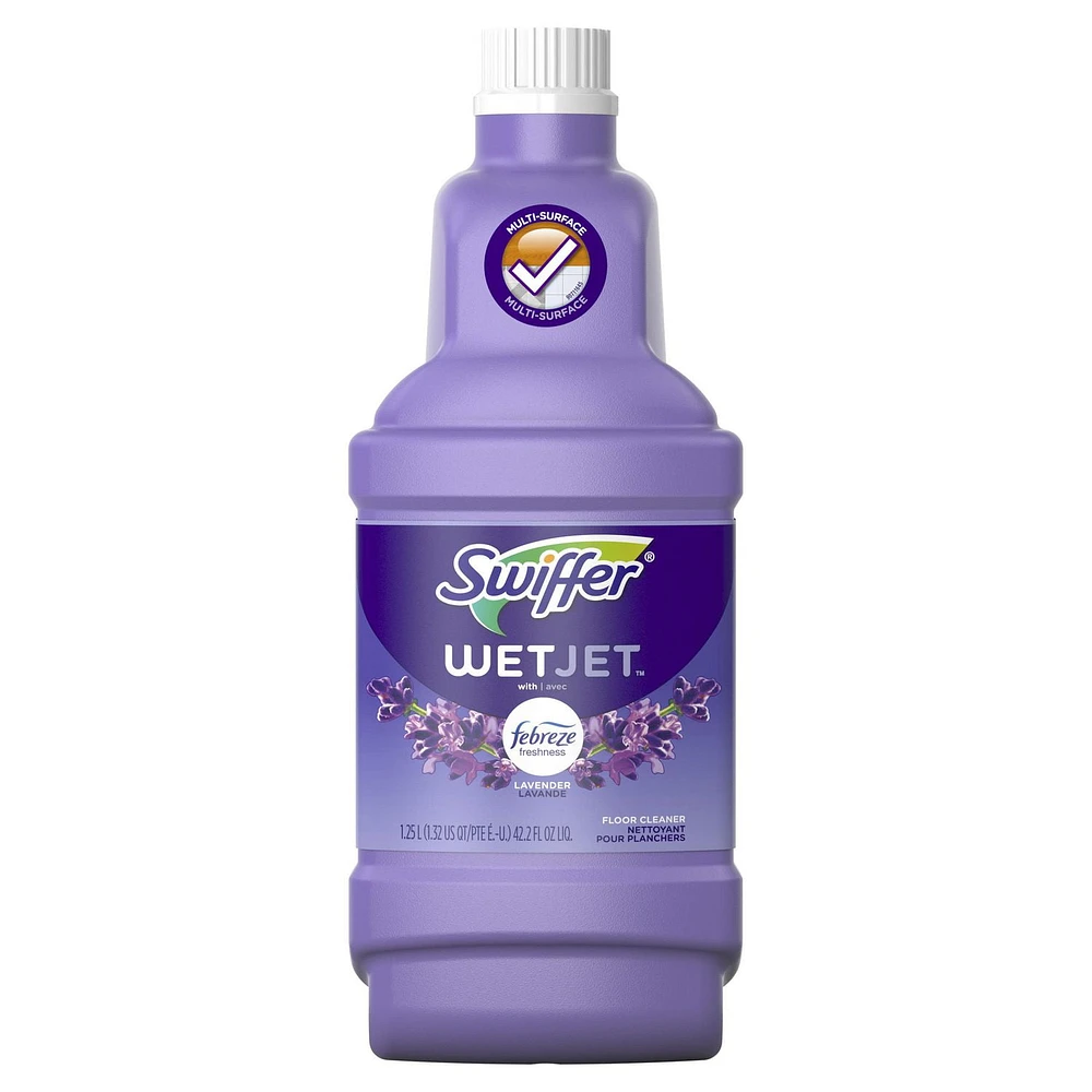 Swiffer WetJet Spray Mop Multi-Purpose and Hardwood Liquid Floor Cleaner Refill, Lavender Vanilla & Comfort