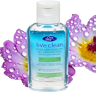 Désinfectant pour les mains avec aloès de Live Clean One Step 60 mL