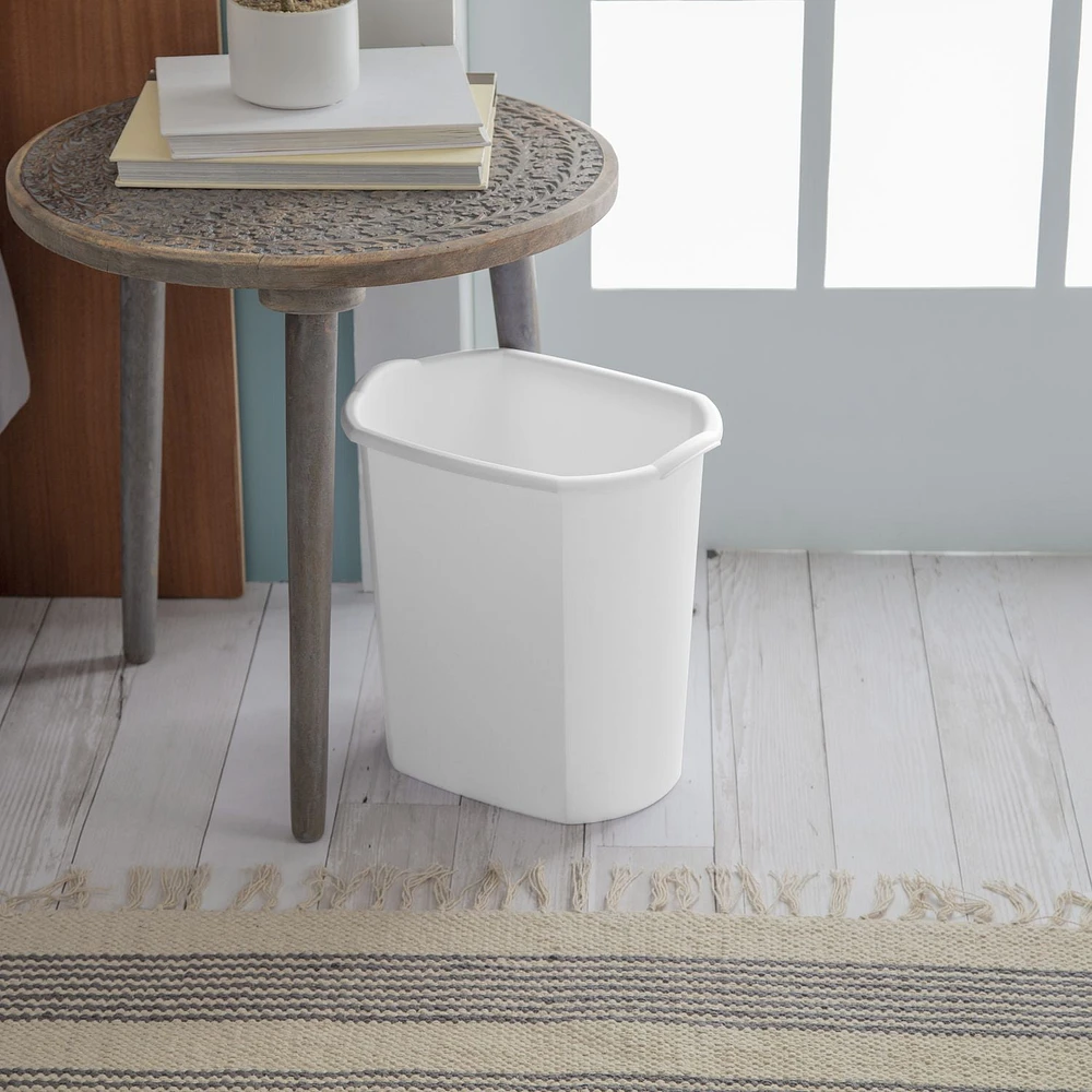 Sterilite 11.4L OPP Rectangular Wastebasket- White, 11.4L