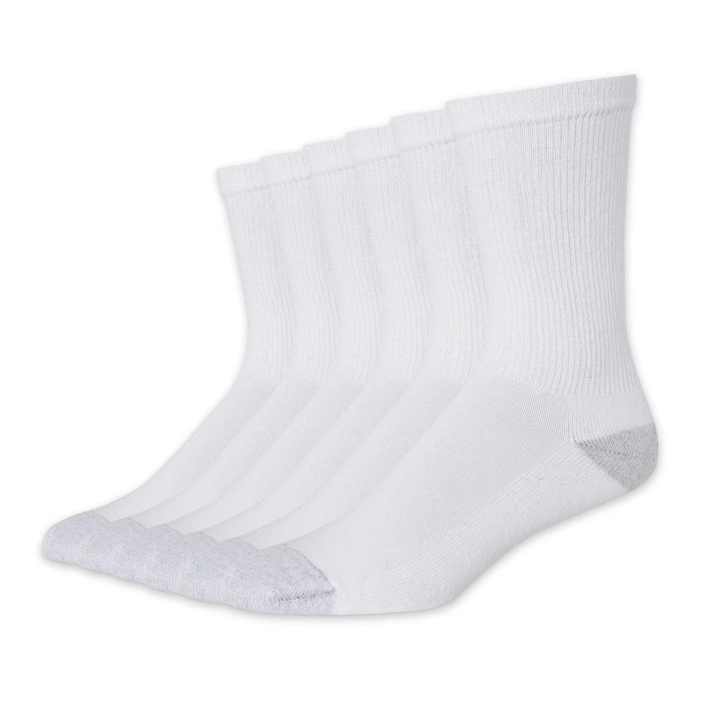 Hanes Men's P6 Cushion Odor Protection Crew Socks, 6-12