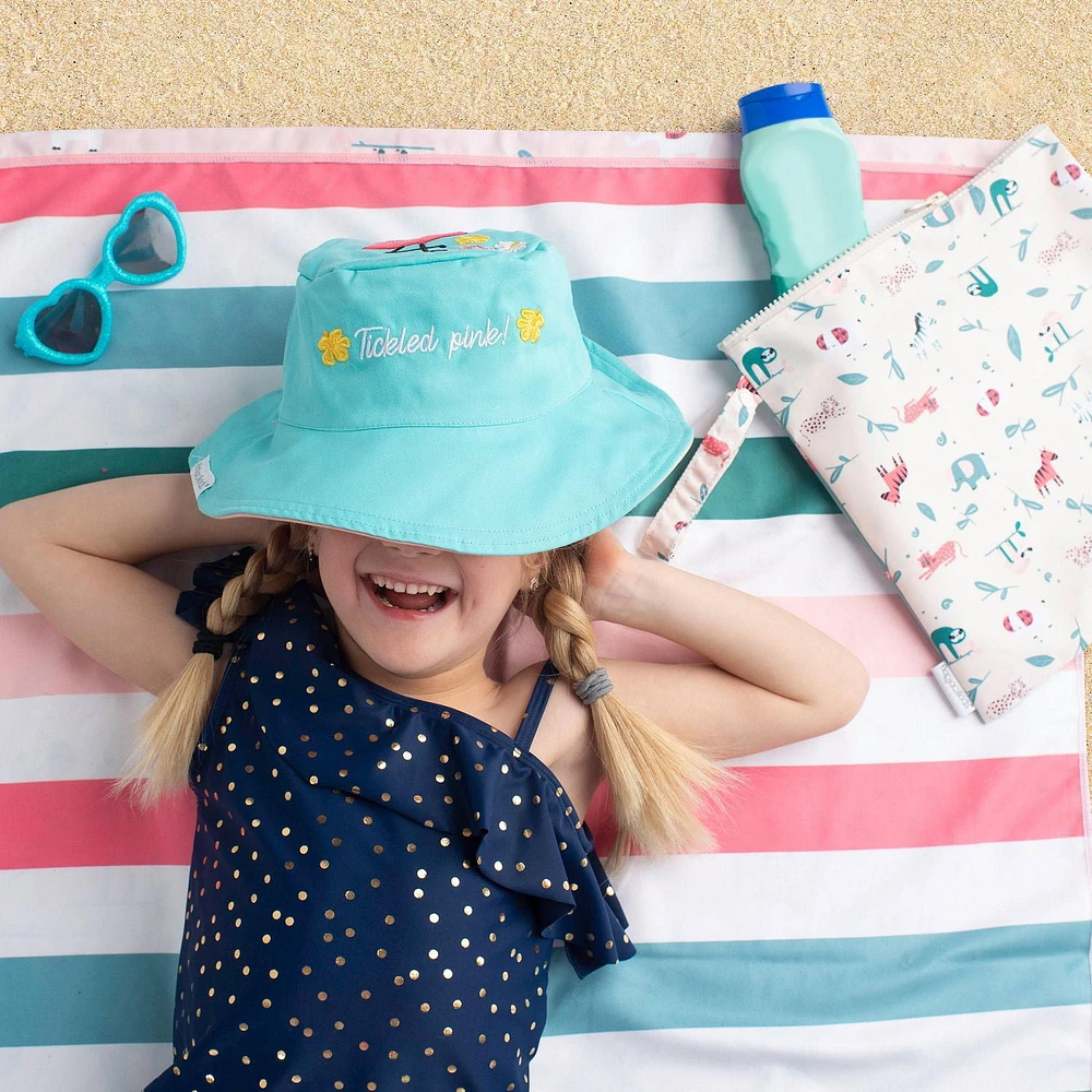 FlapJackKids - Chapeau de soleil réversible pour bébés, enfants et petites - Flamant rose et ananas - UPF 50+