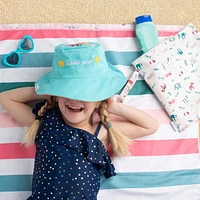 FlapJackKids - Chapeau de soleil réversible pour bébés, enfants et petites - Flamant rose et ananas - UPF 50+