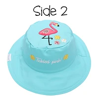 FlapJackKids - Chapeau de soleil réversible pour bébés, enfants et petites - Flamant rose et ananas - UPF 50+