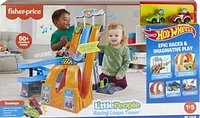 Fisher-Price Little People Hot Wheels Racing Loops Tower Toddler Vehicle Playset with Sounds & 2 Toy Cars