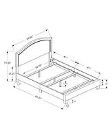 Monarch Specialties Bed, Queen Size, Platform, Bedroom, Frame, Upholstered, Pu Leather Look, Wood Legs, Brown, Transitional