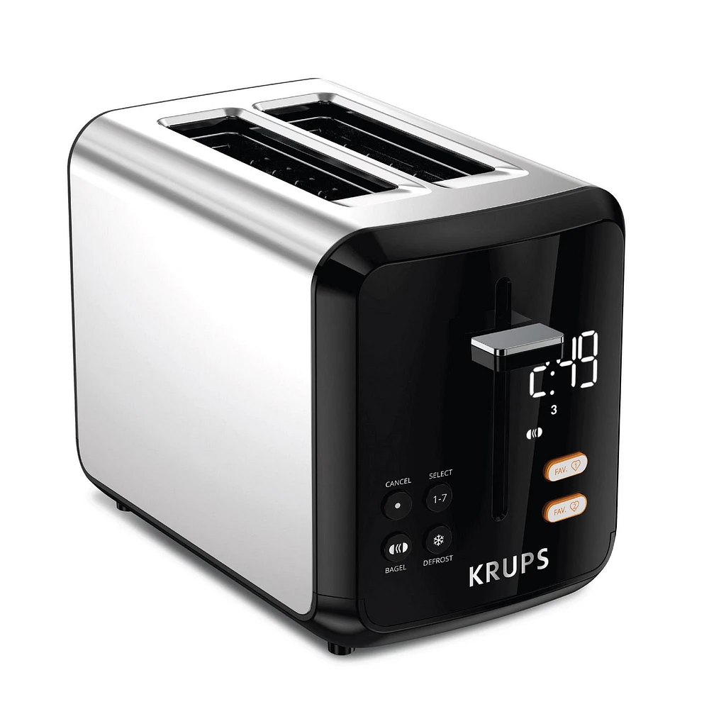 KRUPS My Memory Digital Stainless Steel 2 Slot Toaster KH320D50 With Extra Large LED Display