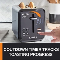 KRUPS My Memory Digital Stainless Steel 2 Slot Toaster KH320D50 With Extra Large LED Display