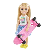 Barbie Backyard Fun Gift Set with 2 Barbie Dolls, Chelsea Doll, Pet Puppies, Bicycle, Skateboard, Game Table & Accessories, Ages 3+