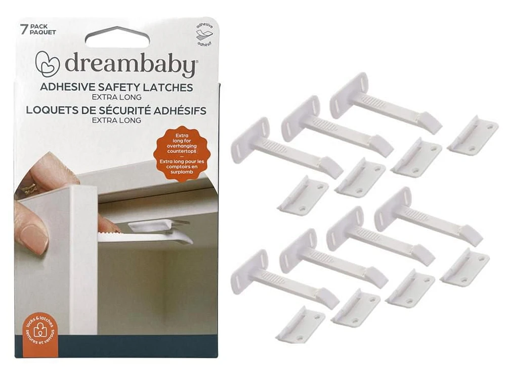 Dreambaby® Adhesive Latches - Extra Long - 7pk, Strong & Easy to Install!