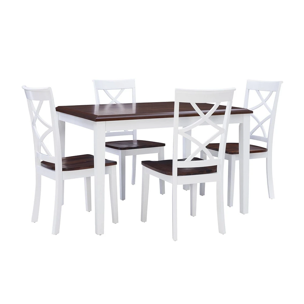 Rossi 5-Piece Dining Set, Cherry and White