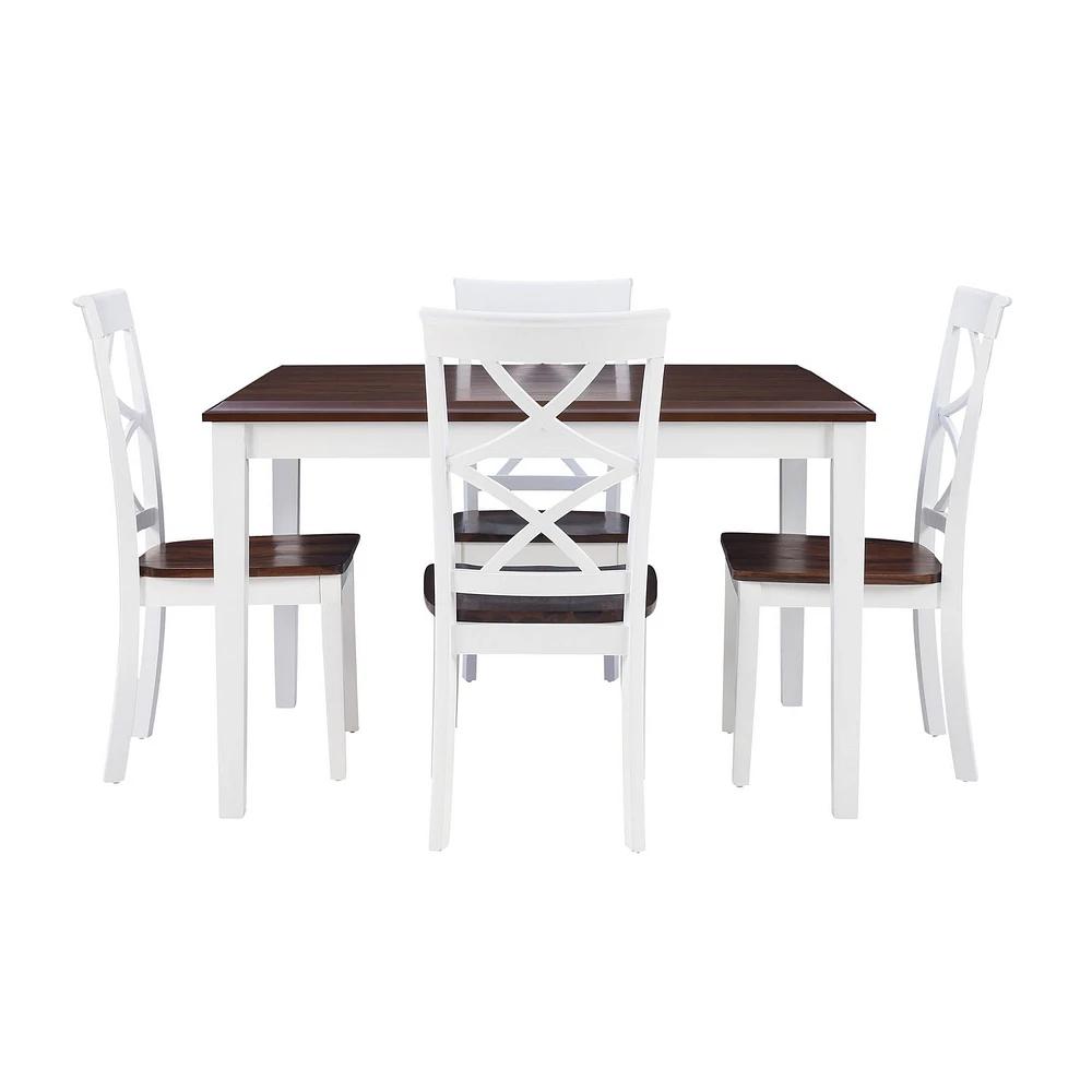 Rossi 5-Piece Dining Set, Cherry and White