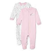 Lot de 2 grenouillères avec pieds intégrés George pour bébés filles