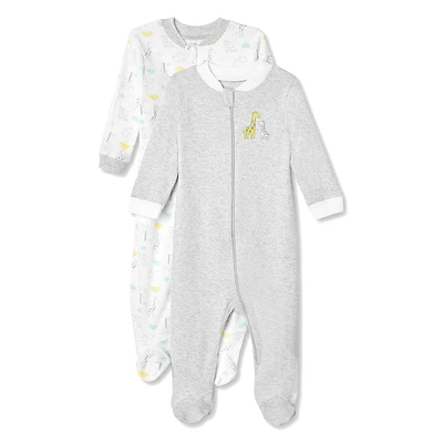 George Infants' 2-Piece Footed Sleeper Pack