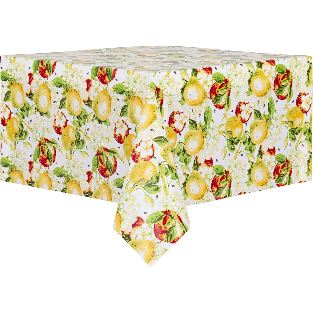 Mainstays PEVA Apples tablecloth, 100% polyester, non-woven flannel backing