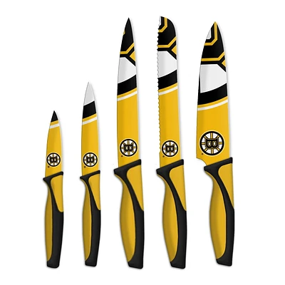 OFFICIALLY LICENSED NHL 5 PIECE KNIFE SET BOSTON BRUINS