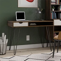 Concord Computer Desk with Storage, Brown Oak/Gray