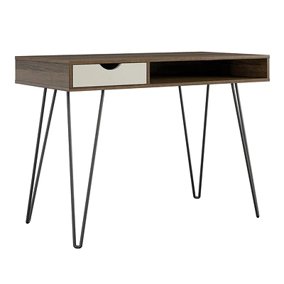 Concord Computer Desk with Storage, Brown Oak/Gray