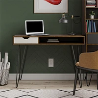 Concord Computer Desk with Storage, Brown Oak/Gray