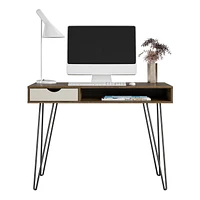 Concord Computer Desk with Storage, Brown Oak/Gray