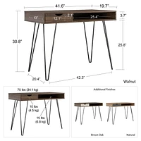 Concord Computer Desk with Storage, Brown Oak/Gray