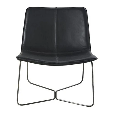 Heavenly Collection Black Accent Chair, Black PU Chair, PU Chair with Black Metal Frame, Black Lounge Chair, PU Lounge Chair, Living Room Chair, Dining Room Chair, Studio Chair, Restaurant Chair, Indoor Chair