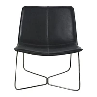 Heavenly Collection Black Accent Chair, Black PU Chair, PU Chair with Black Metal Frame, Black Lounge Chair, PU Lounge Chair, Living Room Chair, Dining Room Chair, Studio Chair, Restaurant Chair, Indoor Chair