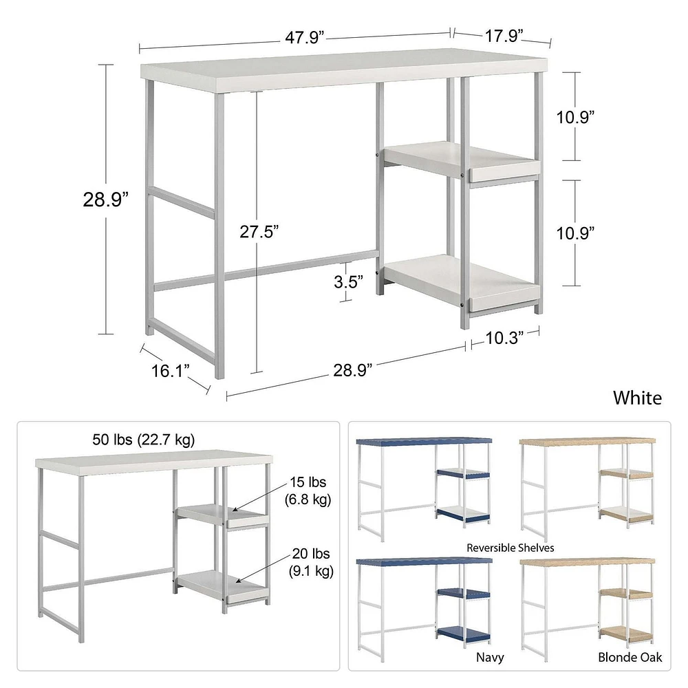 Sofia Kids Desk with Reversible Shelves, Blonde Oak