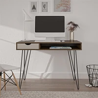 Concord Computer Desk with Storage, Brown Oak/Gray