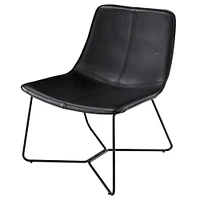 Heavenly Collection Black Accent Chair, Black PU Chair, PU Chair with Black Metal Frame, Black Lounge Chair, PU Lounge Chair, Living Room Chair, Dining Room Chair, Studio Chair, Restaurant Chair, Indoor Chair