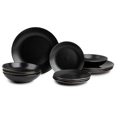 Thyme & Table 12-Piece Dinnerware Set, Onyx