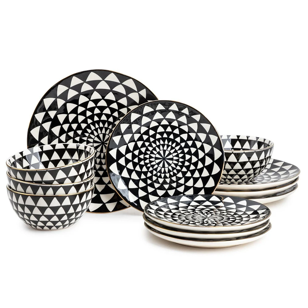 Thyme & Table 12-Piece Dinnerware Set, Medallion