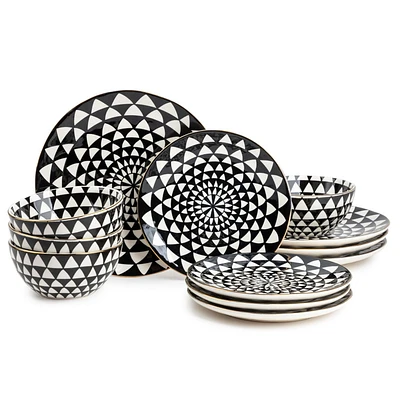 Thyme & Table 12-Piece Dinnerware Set, Medallion