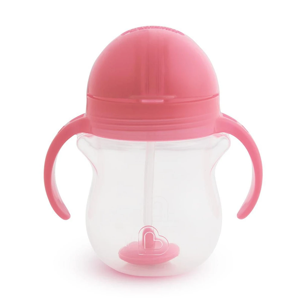 Munchkin Any Angle Click Lock Weighted Straw Trainer Cup, 7oz, Pink