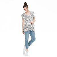 T-shirt avec manches à volants et motif noué Paisley Sky Maternit