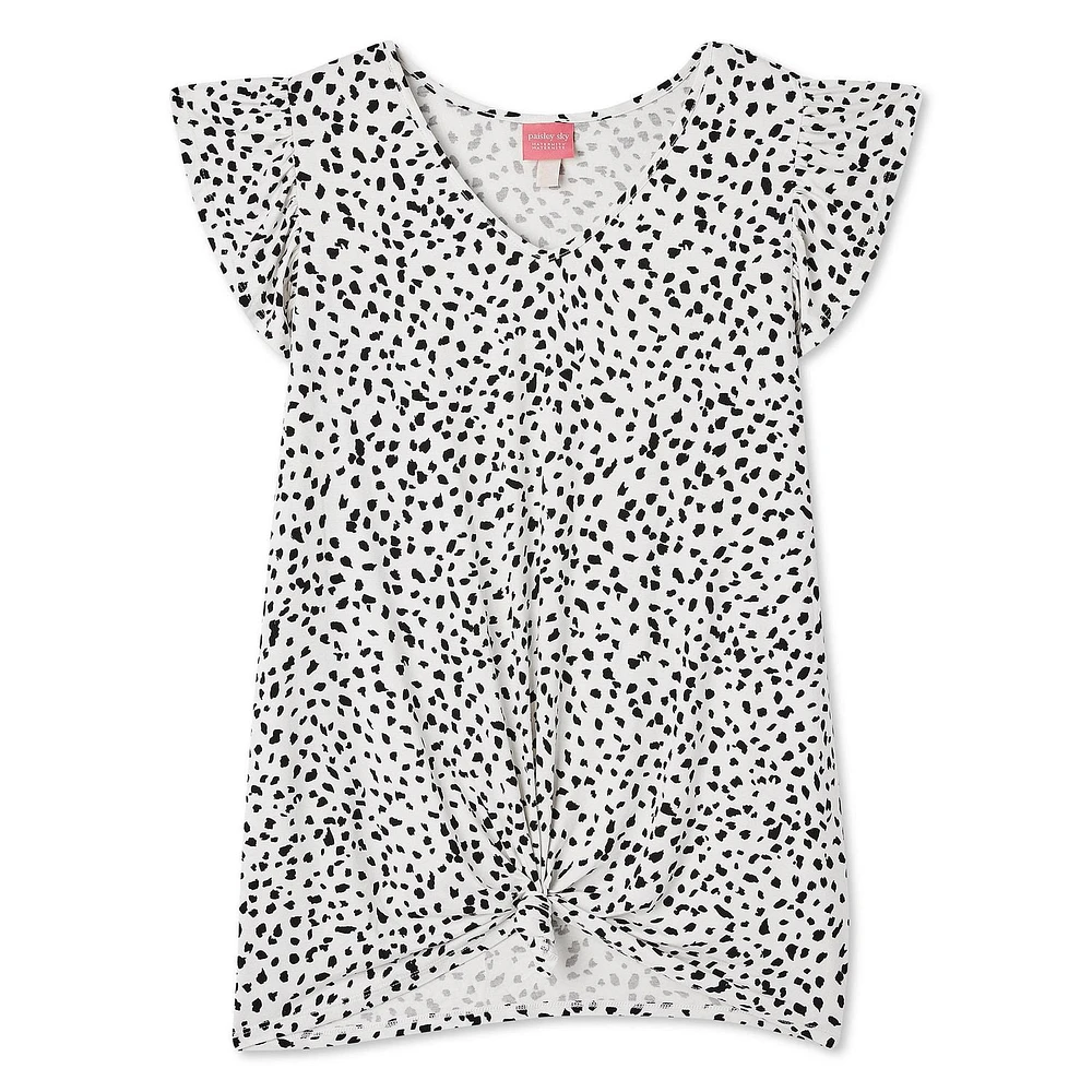 T-shirt avec manches à volants et motif noué Paisley Sky Maternit