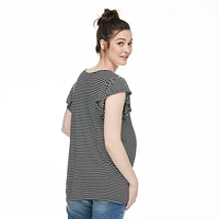 Paisley Sky Maternity Ruffle Sleeve Knot Tee