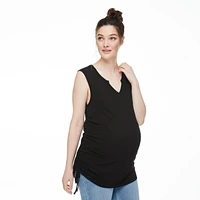 Paisley Sky Maternity Printed Side Ruched Rib Tank