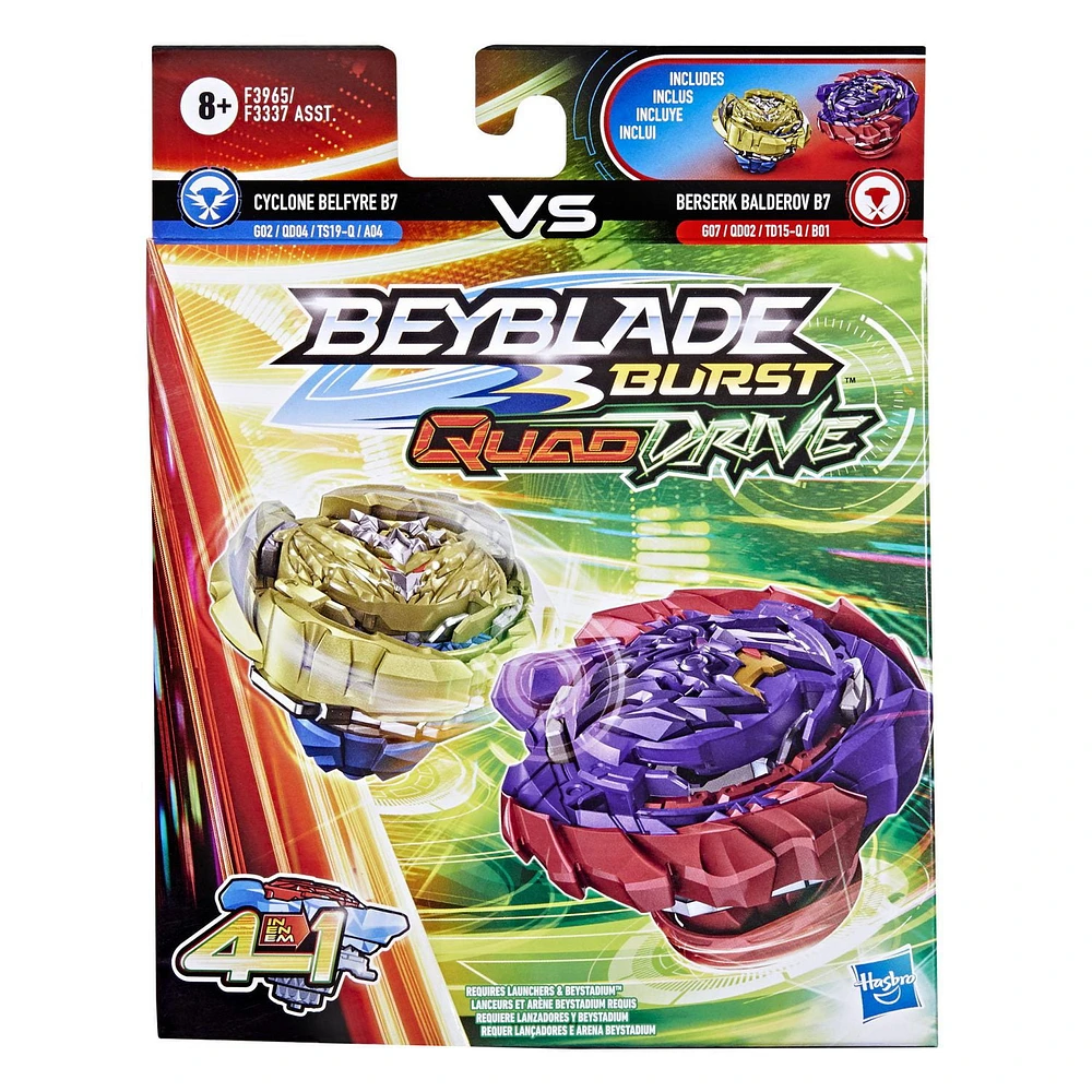 Beyblade Burst QuadDrive Berserk Balderov B7 and Cyclone Belfyre B7 Spinning Top Dual Pack