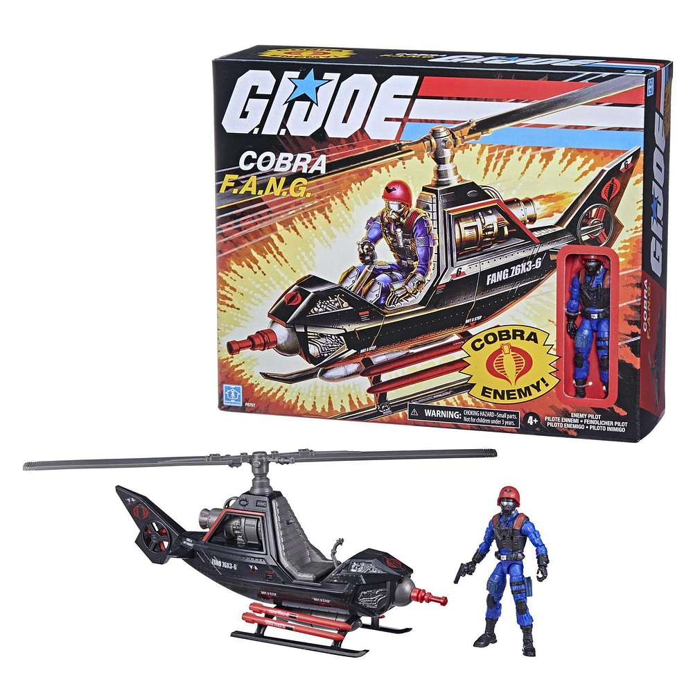 G.I. Joe Retro Collection Cobra F.A.N.G. Toy Vehicle with 3.75-Inch-Scale Cobra Pilot Figure Toys for Kids Ages 4 and Up