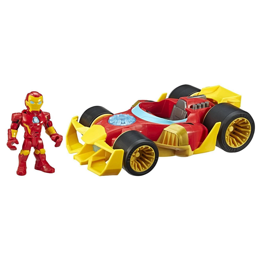 Playskool Heroes Marvel Super Hero Adventures Iron Man Speedster, 5-Inch Figure and Vehicle Set, Collectible Toys for Kids Ages 3 and Up