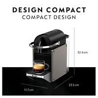 Nespresso Pixie Espresso Machine by Breville, Titan, Industrial style, exceptional coffee.