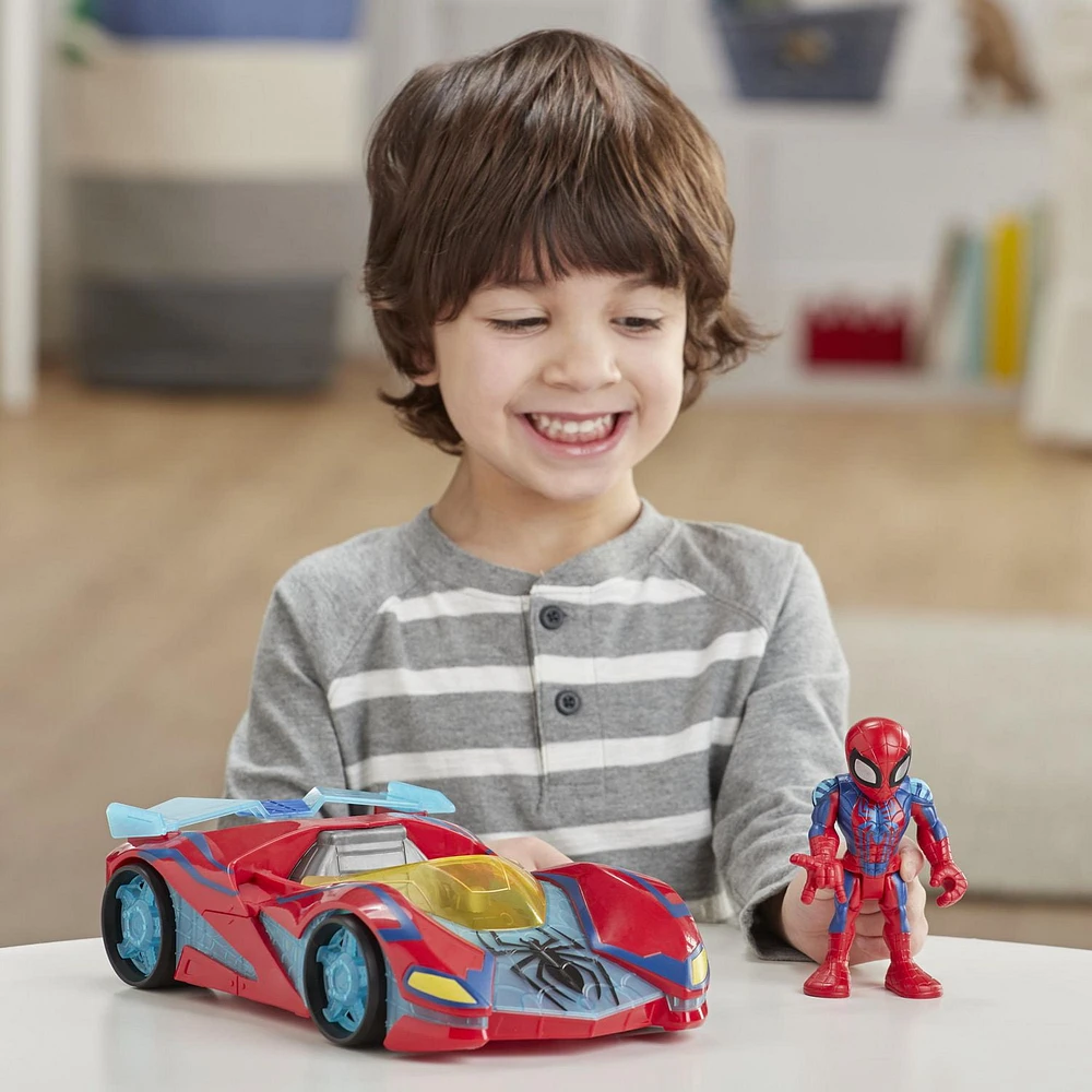 Playskool Heroes Marvel Super Hero Adventures Spider-Man Web Racer, 5-Inch Figure and Vehicle Set, Collectible Toys for Kids Ages 3 and Up