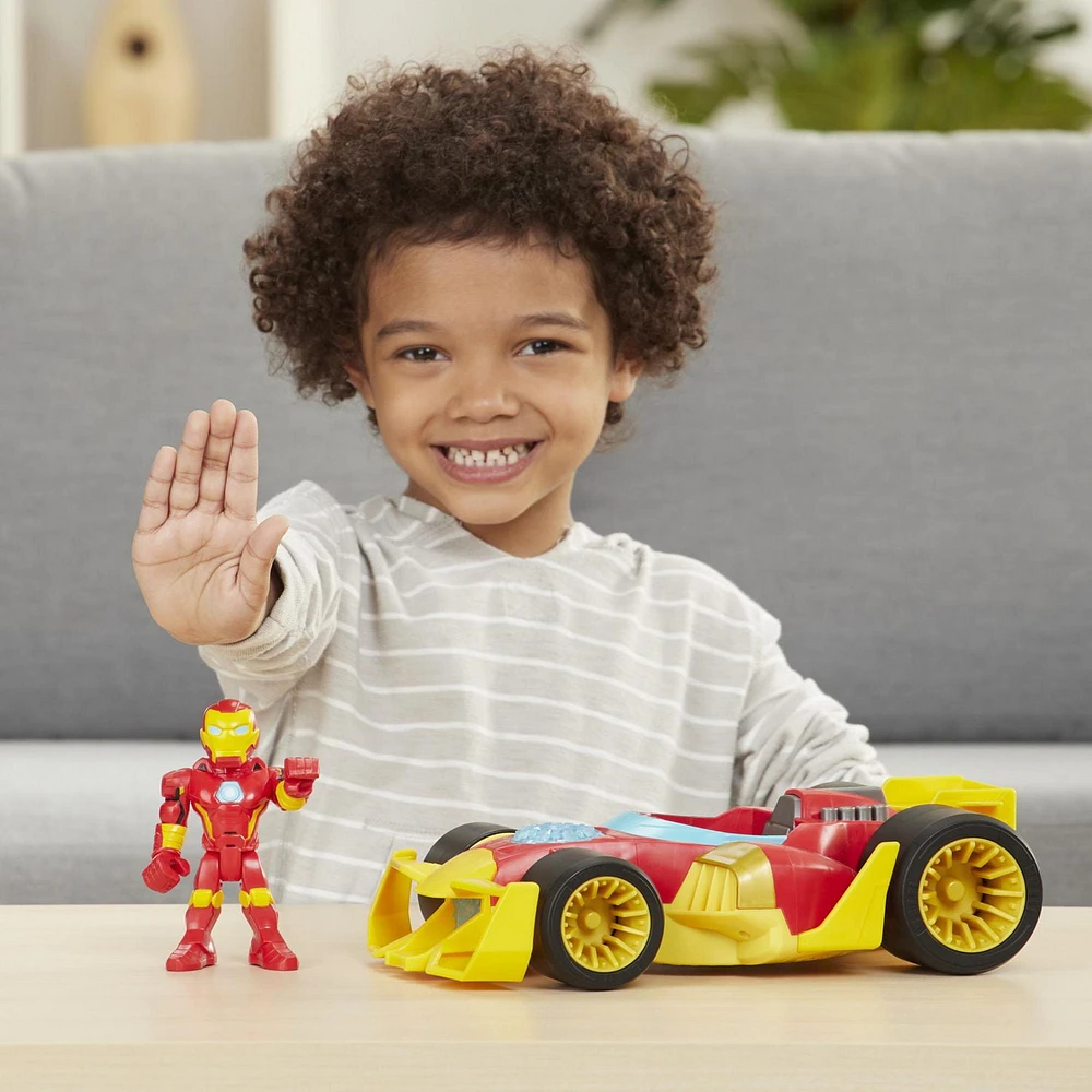 Playskool Heroes Marvel Super Hero Adventures Iron Man Speedster, 5-Inch Figure and Vehicle Set, Collectible Toys for Kids Ages 3 and Up