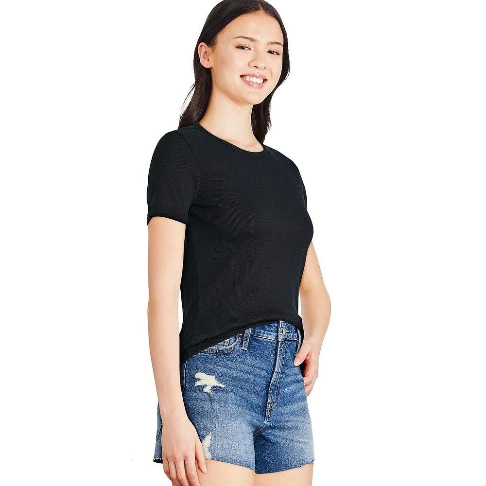T-shirt côtelé à manches courtes George pour femmes