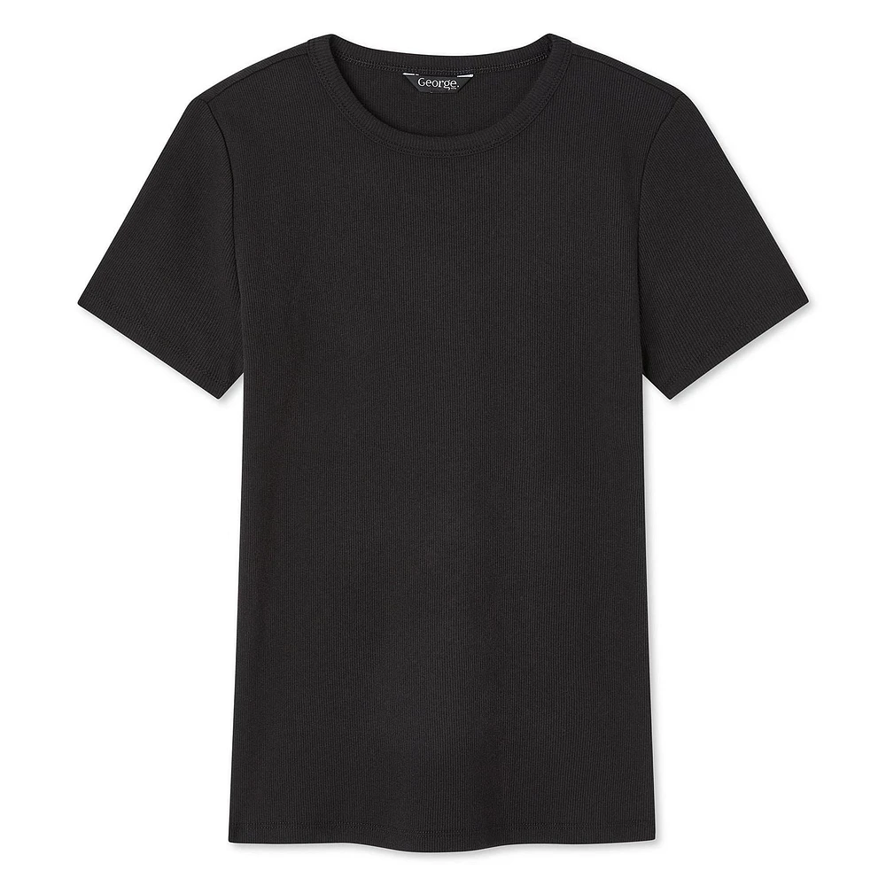 T-shirt côtelé à manches courtes George pour femmes