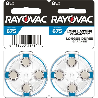 Rayovac Size 675 Hearing Aid Batteries (8 Pack), 675 Batteries