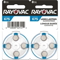 Piles pour appareil auditif Rayovac, taille 675, emballage de 8