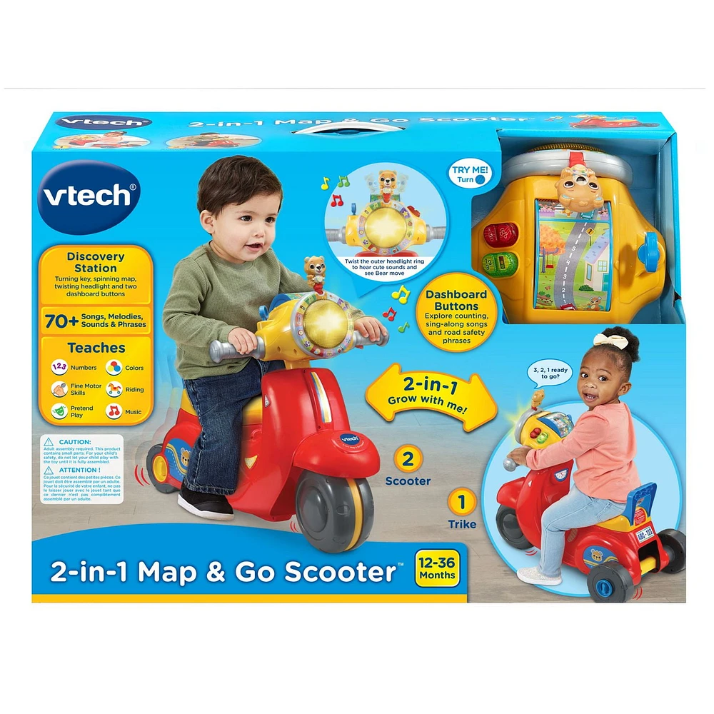 VTech® 2-in-1 Map & Go Scooter™ - English Version, 12-36 Months