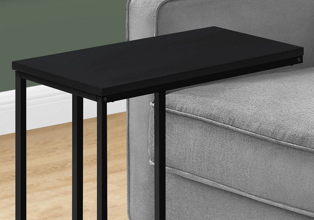 Monarch Specialties Accent Table, C-shaped, End, Side, Snack, Living Room, Bedroom, Metal, Laminate, Black, Contemporary